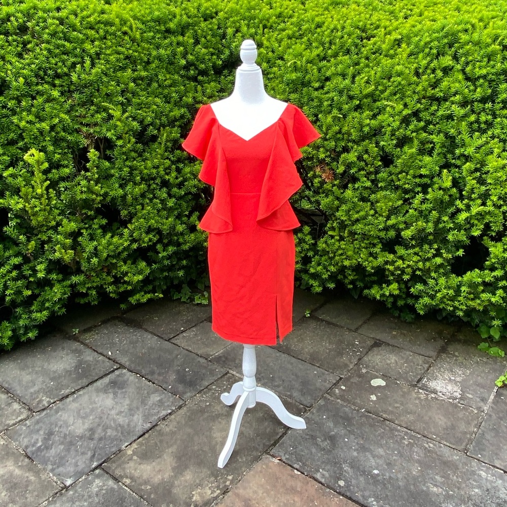Gorgeous Red Ruffle Peplum Dress**Small $345 - Picture 3 of 9